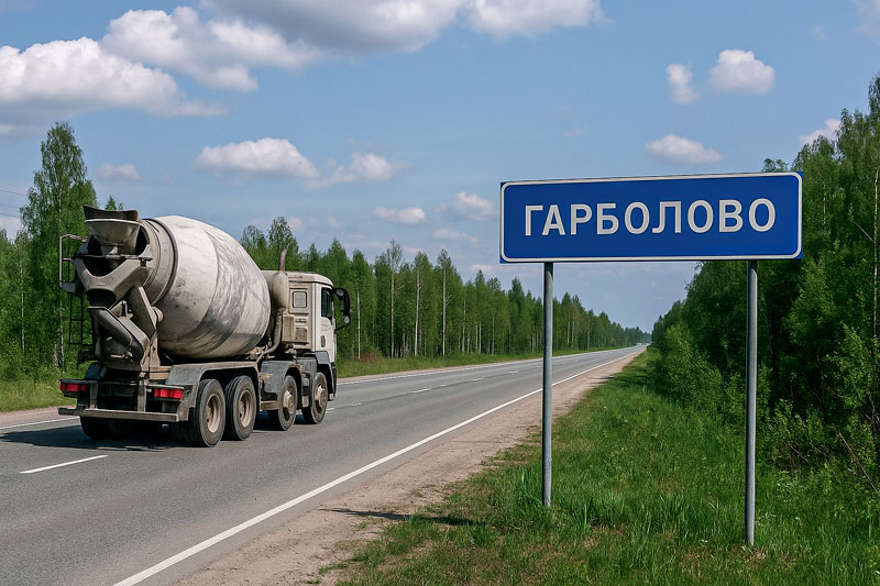 доставка бетона миксером в п. Гарболово