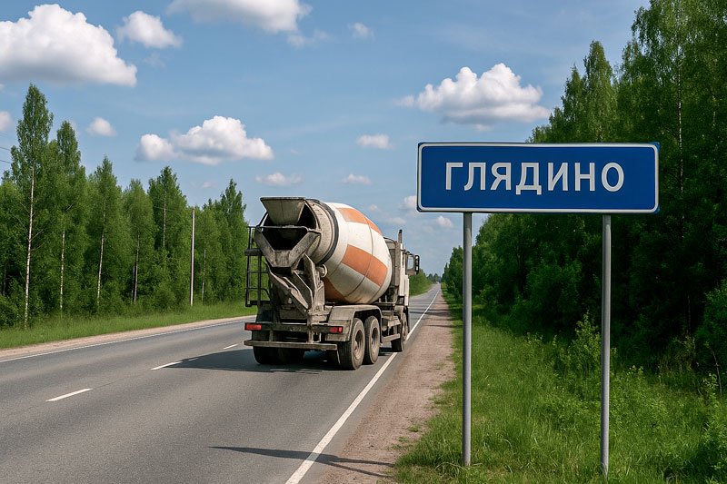 доставка бетона миксером в д. Глядино