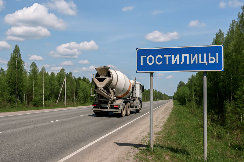 доставка бетона миксером в д. Гостилицы