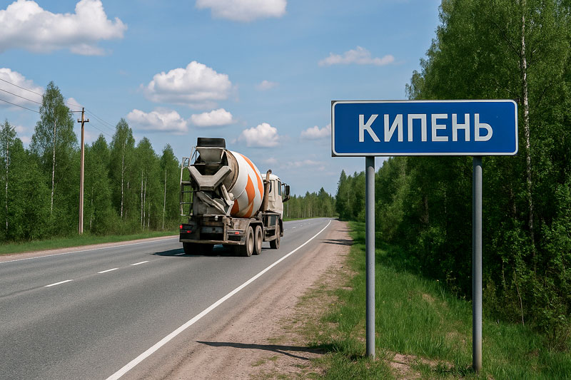 доставка бетона миксером в п. Кипень