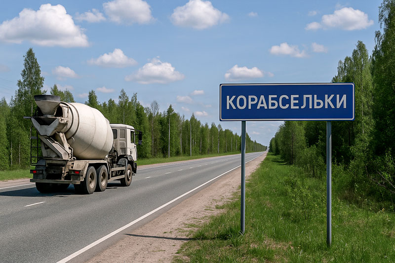 доставка бетона миксером в д. Корабсельки