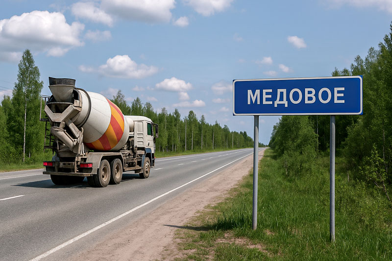 доставка бетона миксером в п. Медовое