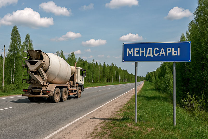 доставка бетона миксером в п. Мендсары
