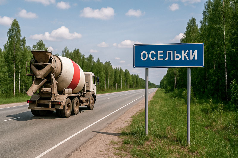 доставка бетона миксером в п. Осельки
