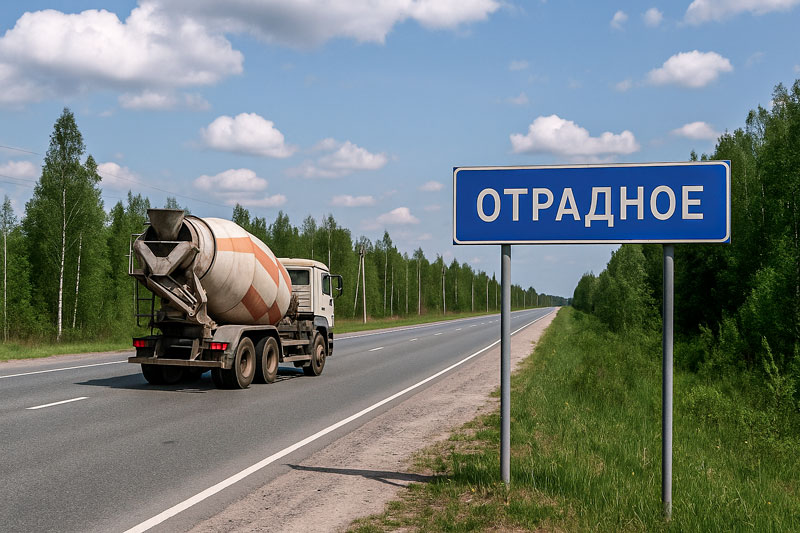 доставка бетона миксером в п. Отрадное