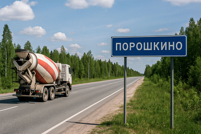 доставка бетона миксером в д. Порошкино