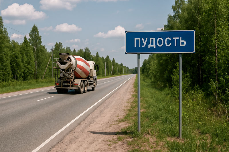 доставка бетона миксером в п. Пудость