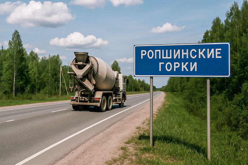 доставка бетона миксером в д. Ропшинские Горки
