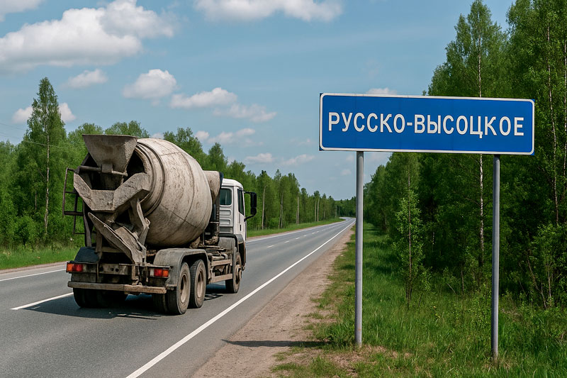 доставка бетона миксером в Русско-Высоцкого
