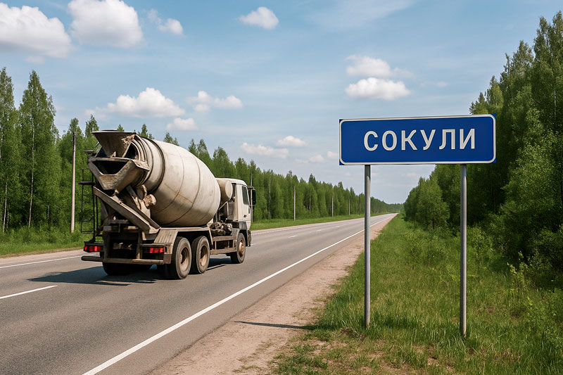 доставка бетона миксером в д. Сокули