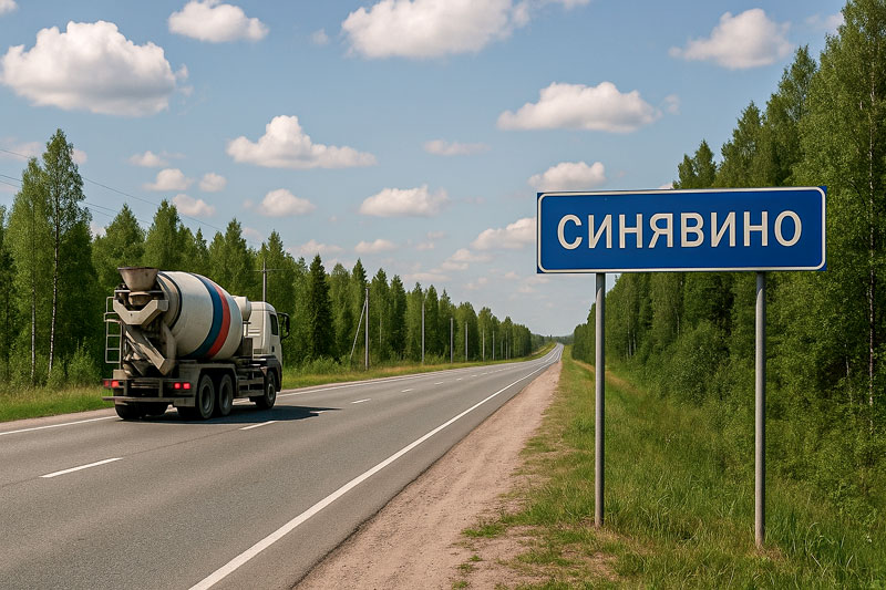 доставка бетона миксером в п. Синявино